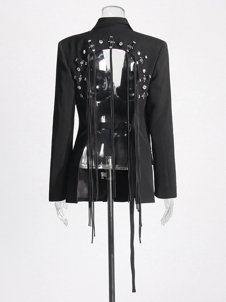 TWOTWINSTYLE Hollow Out Backless Ribbon Suit Blazer
