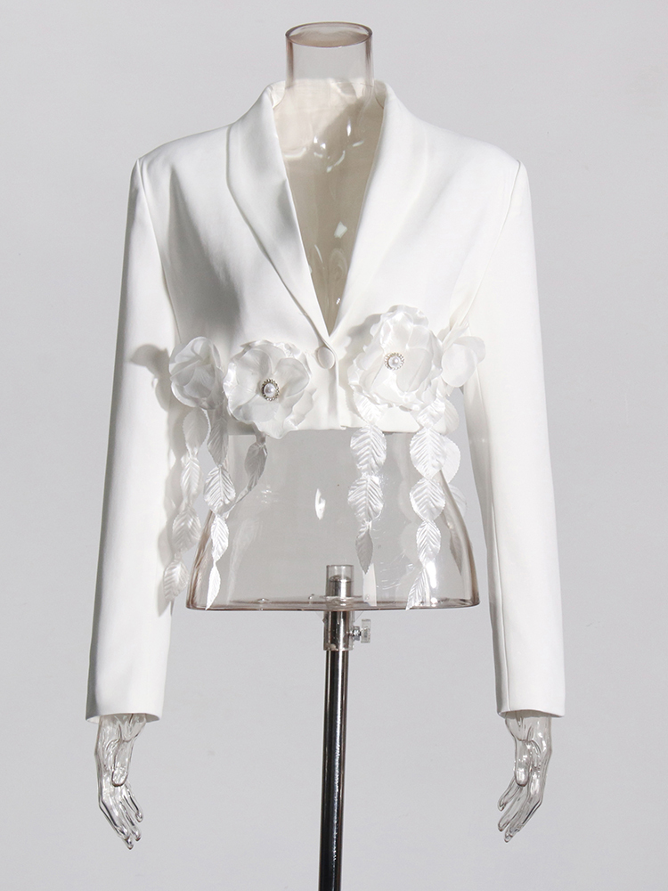 TWOTWINSTYLE 3D Floral Patchwork Short Suit Jacket