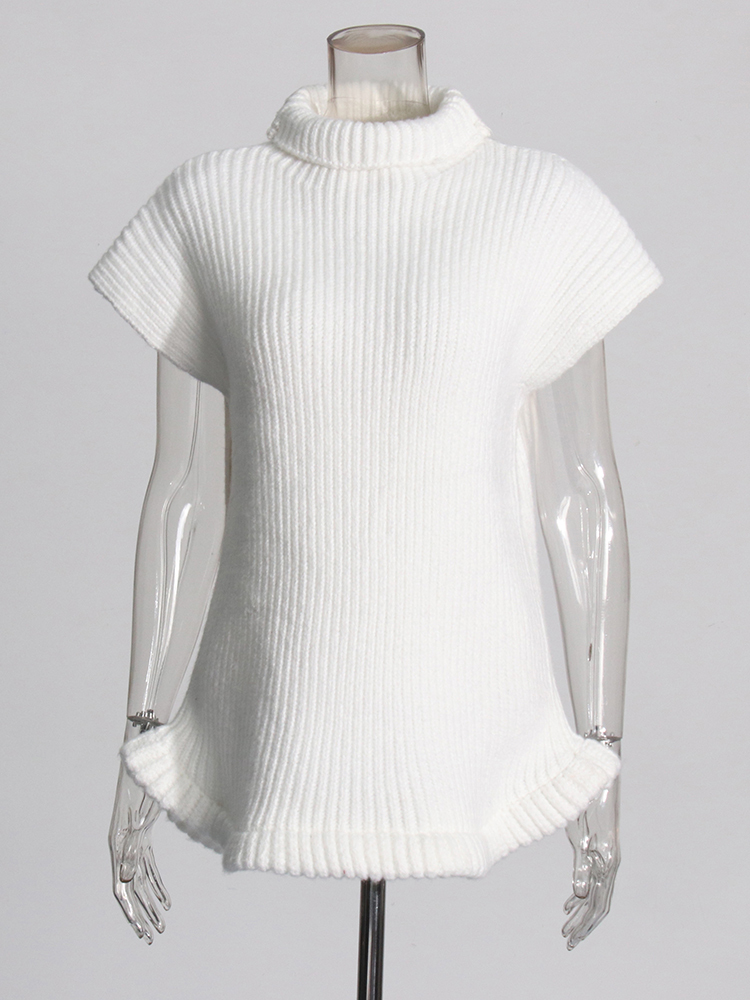 TWOTWINSTYLE High Neck Sleeveless Knitted Sweater