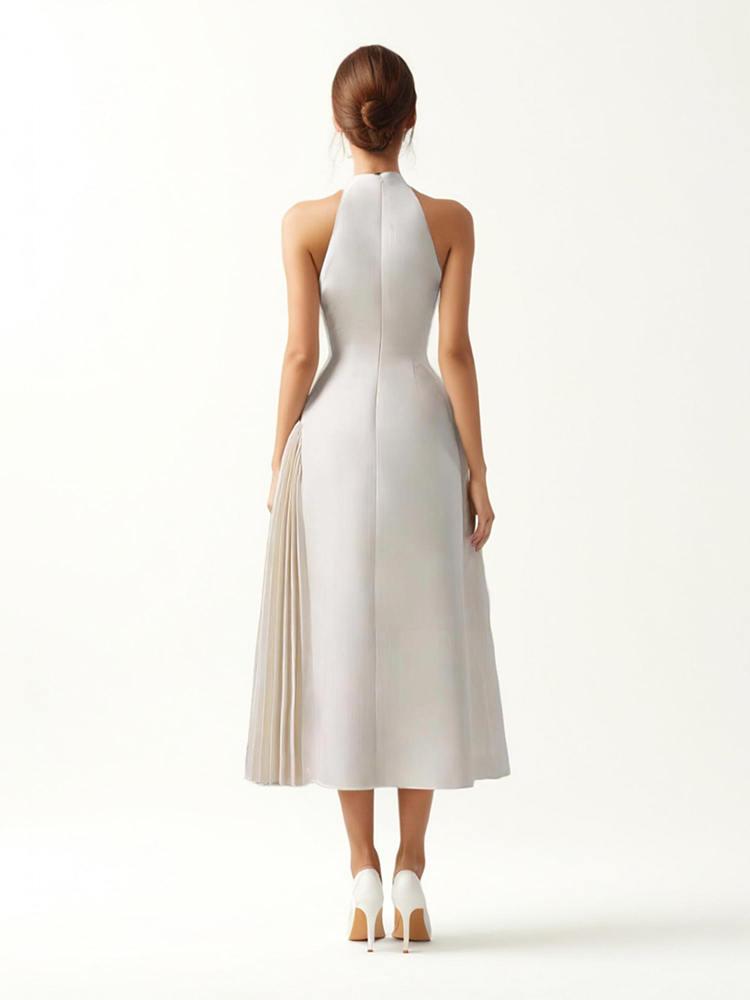TWOTWINSTYLE Patchwork Folds Asymmetrical Dresses