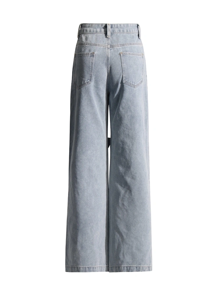 TWOTWINSTYLE High Waisted Straight Casual Denim Pant