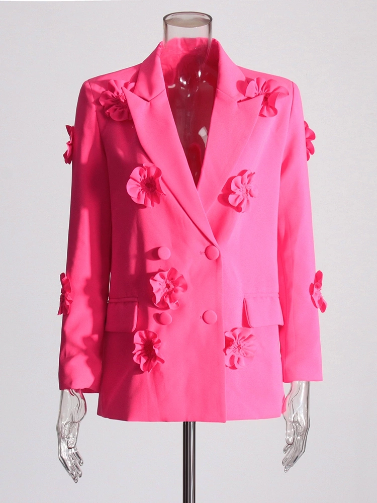 TWOTWINSTYLE Flower  Blazer High Waist Pant Two Piece