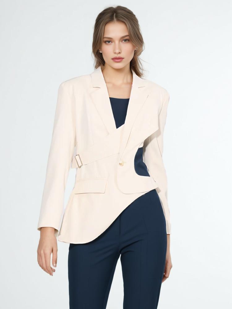 TWOTWINSTYLE Chic Hollow Out Asymmetrical Blazer