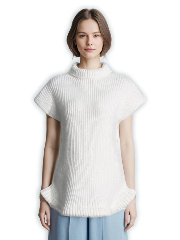 TWOTWINSTYLE High Neck Sleeveless Knitted Sweater