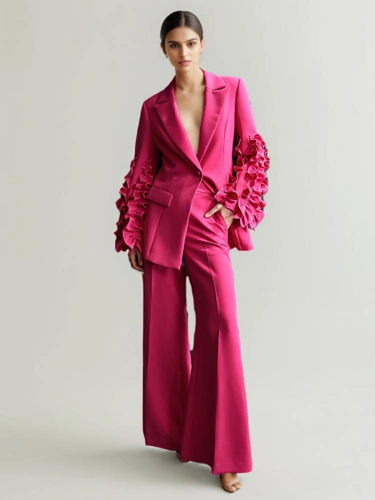 TWOTWINSTYLE Loutus Leafs Sleeve Patchwork Two Piece