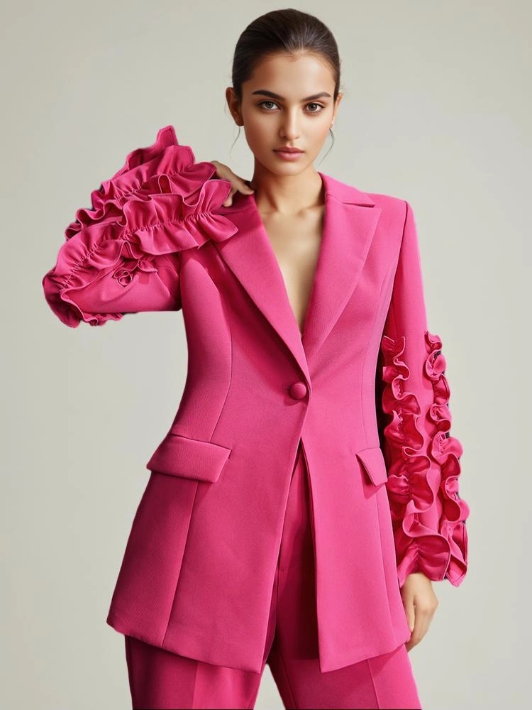 TWOTWINSTYLE Loutus Leafs Sleeve Patchwork Two Piece
