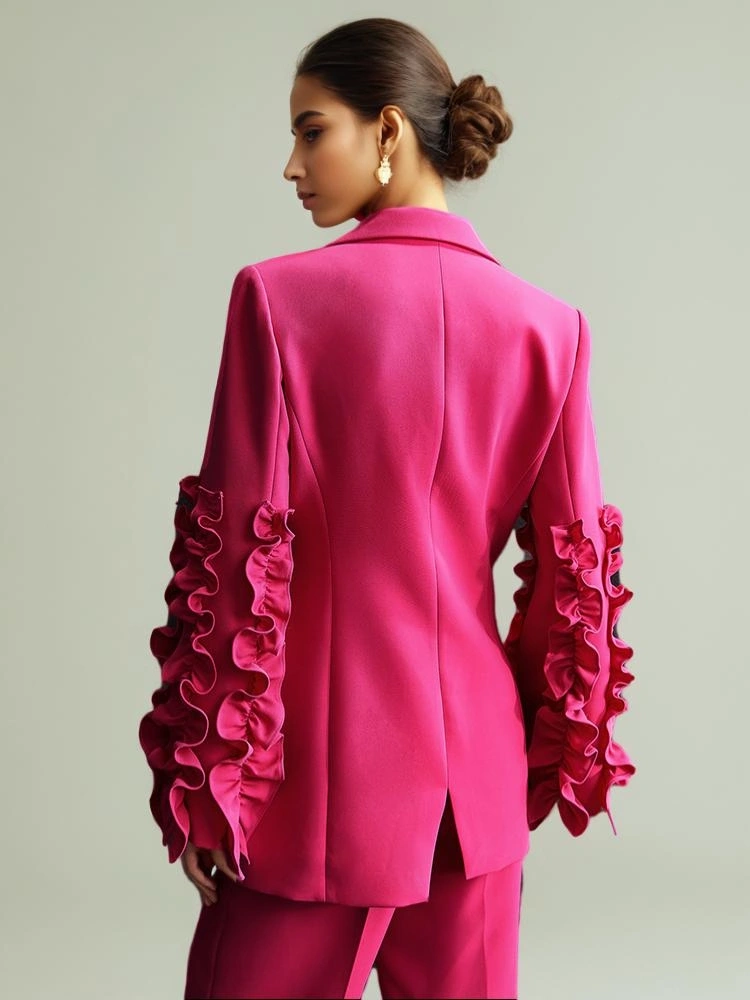 TWOTWINSTYLE Loutus Leafs Sleeve Patchwork Two Piece