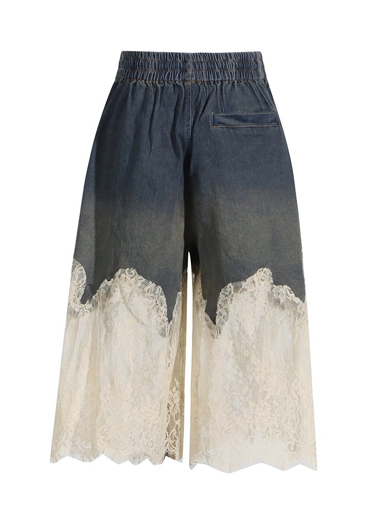 TWOTWINSTYLE Lace Denim Camisole Short Two Piece