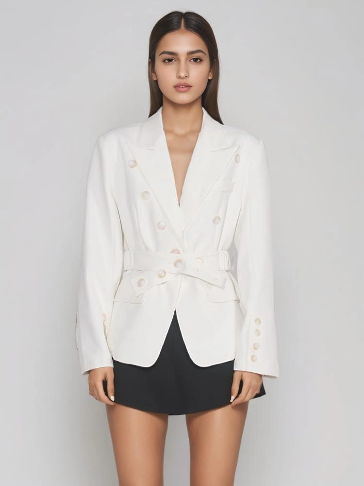 TWOTWINSTYLE Splicing Button Tie Suit Jacket