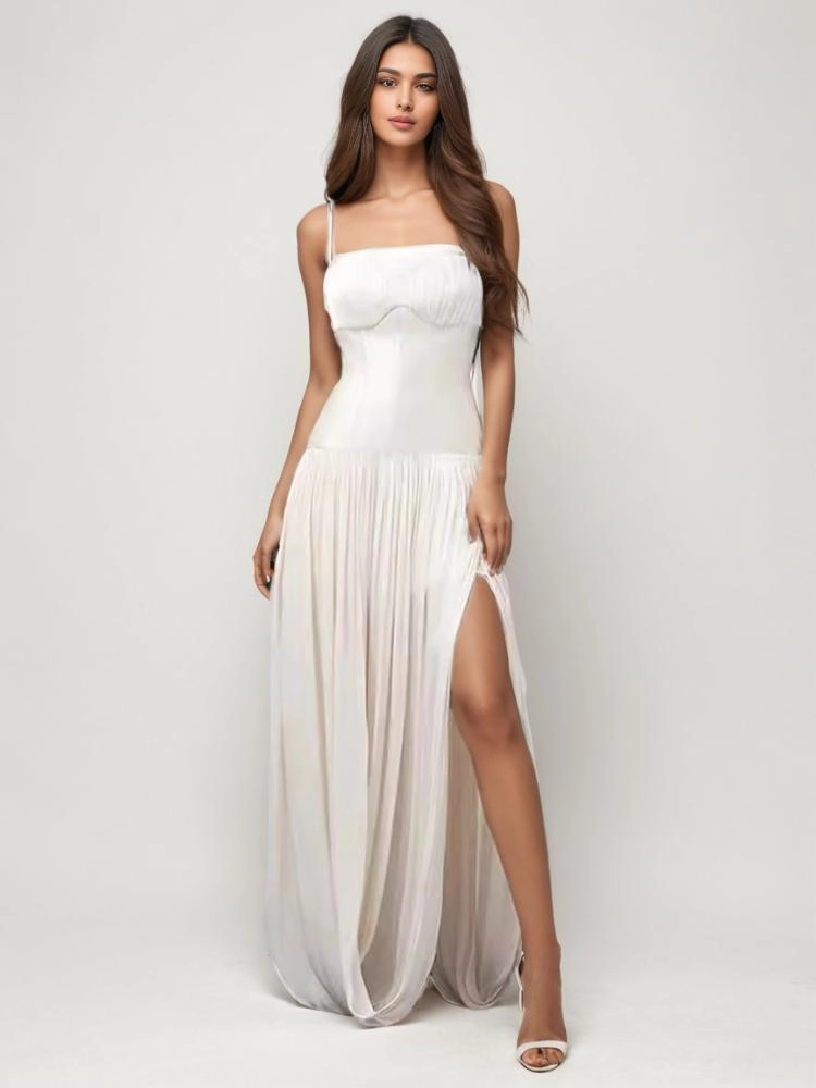 Sling Twisted Pleated Maxi Dress