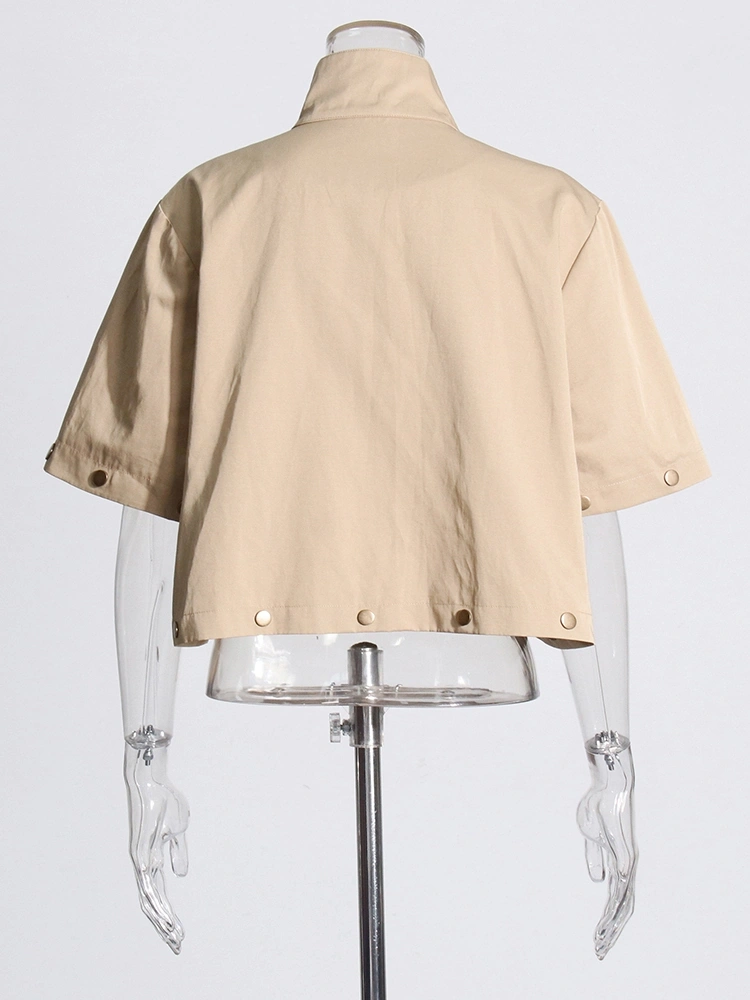 TWOTWINSTYLE Collar Button Patchwork Vinrtage Trench Jacket