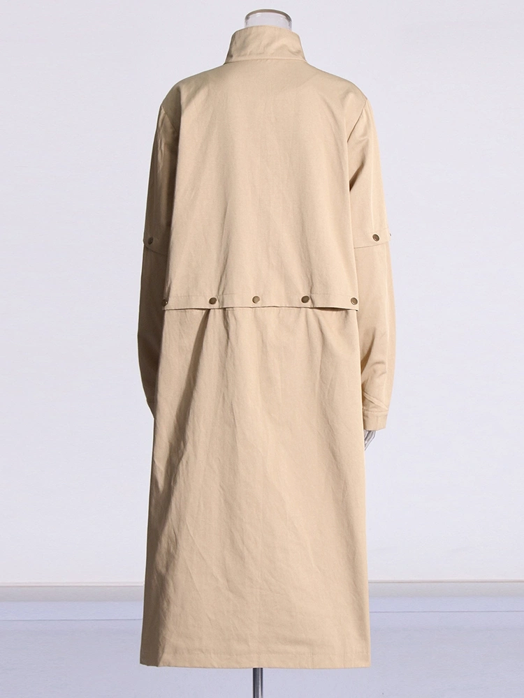 TWOTWINSTYLE Collar Button Patchwork Vinrtage Trench Jacket