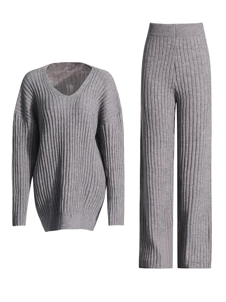 TWOTWINSTYLE V Neck Knitted Sweater Two Piece Set