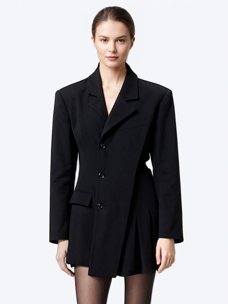 TWOTWINSTYLE V Neck Irregular Hollow Splicing Suit Dresses