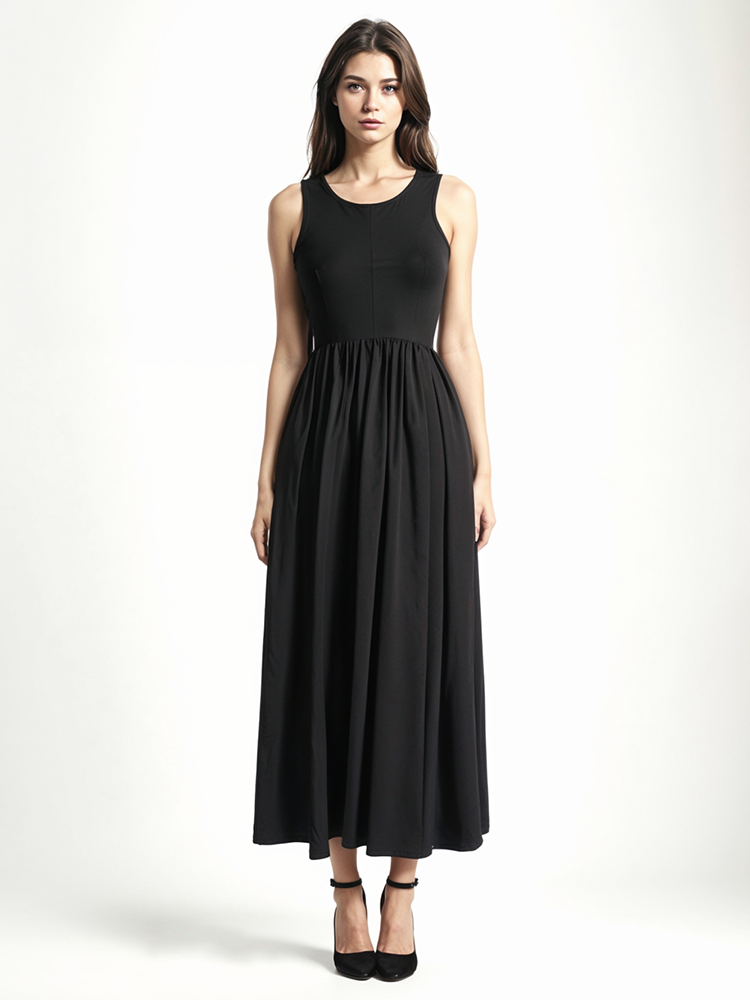 TWOTWINSTYLE Sleeveless Spliced Pocket Pullover Women Dress New