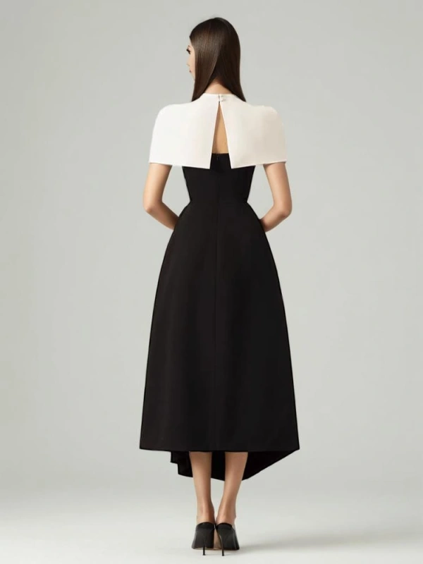 TWOTWINSTYLE Detachable Cape Slit Party Dress