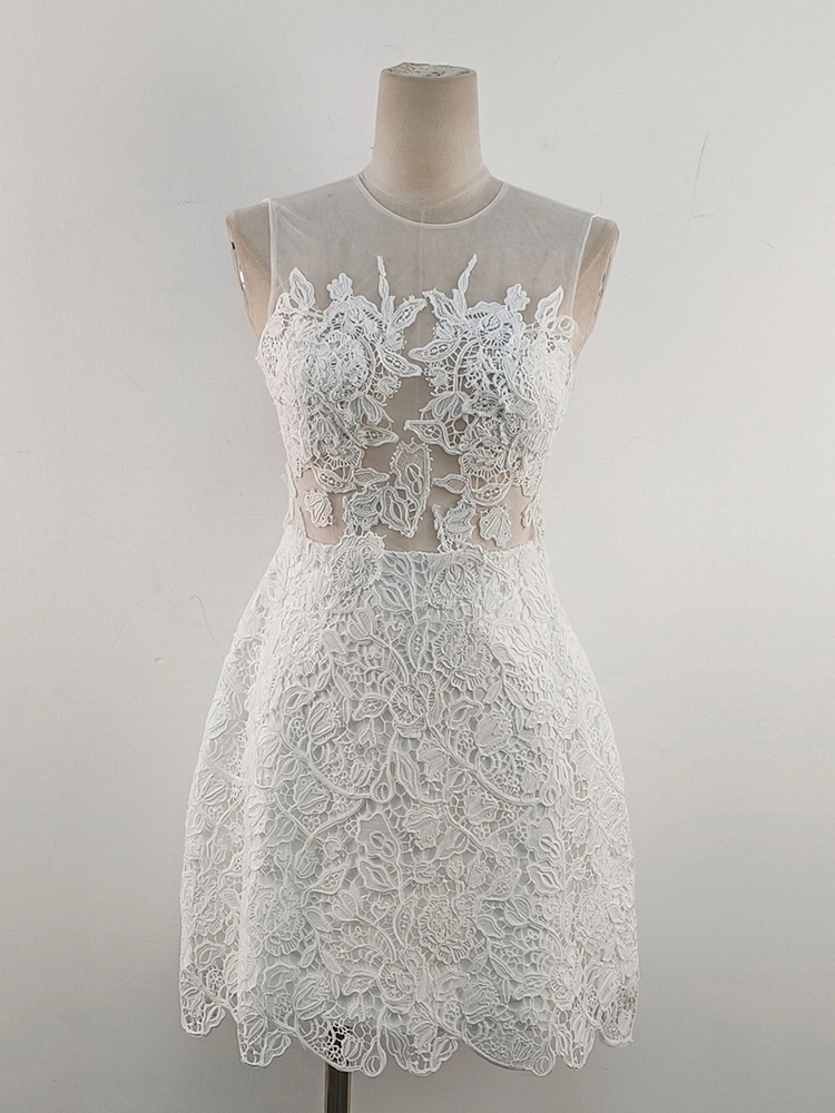 TWOTWINSTYLE Lace Hollow White Dress