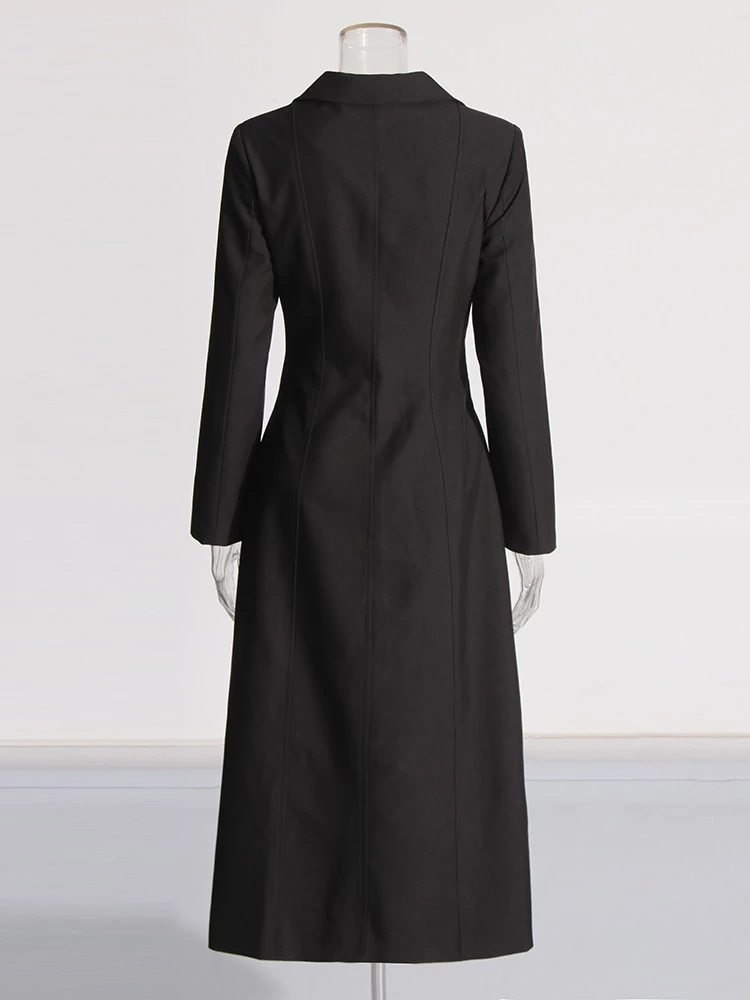 TWOTWINSTYLE Sexy Hollow Waist Metal Bukle Long Jacket