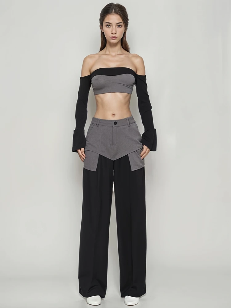 TWOTWINSTYLE One Shoulder Spliced Two Piece Set