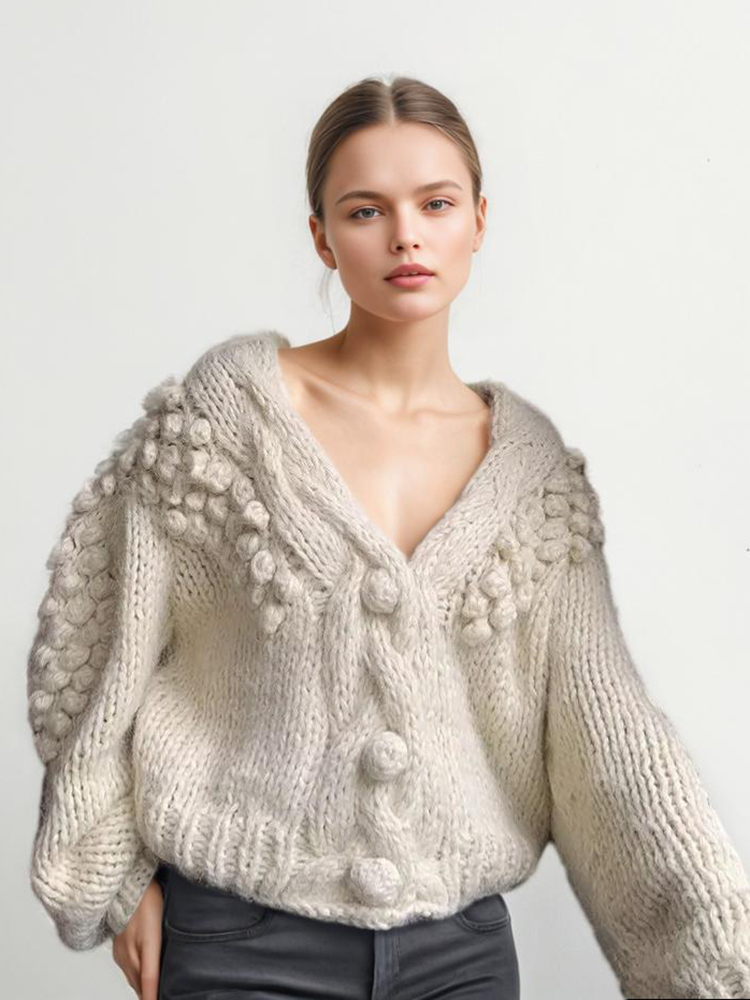 TWOTWINSTYLE Flower Sweater Cardigan