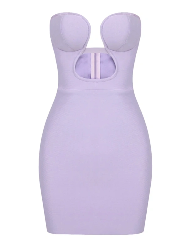 TWOTWINSTYLE Hollow Out Strapless Bandage Mini Dress