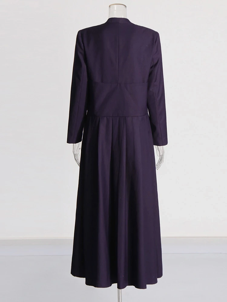 TWOTWINSTYLE  V Neck Pleated Irregular Splicing Hem Suit Jacket