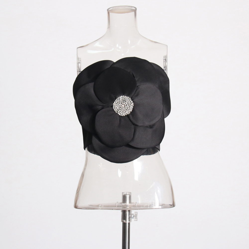 TWOTWINSTYLE Diamonds 3D Flower Bra Top Vest