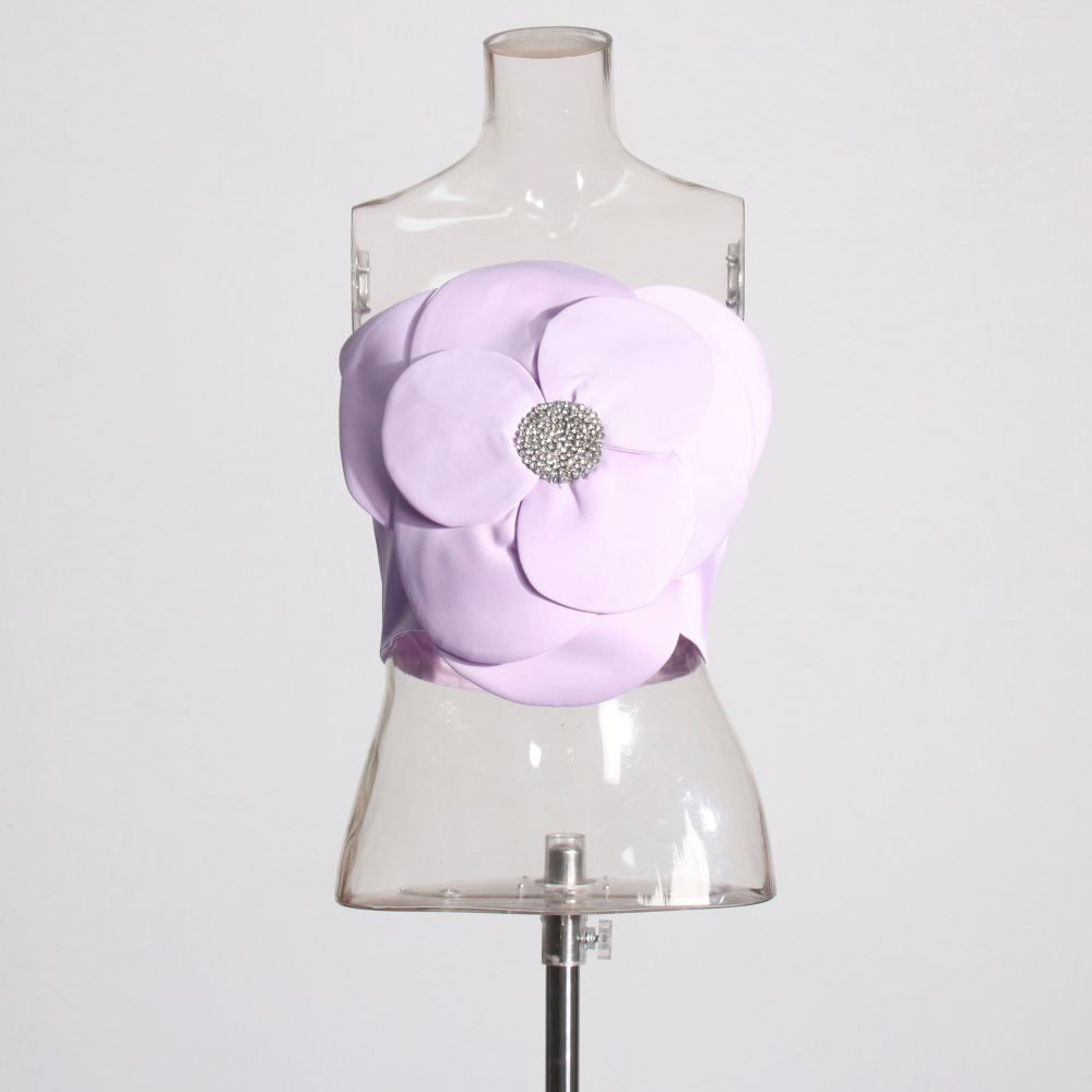 TWOTWINSTYLE Diamonds 3D Flower Bra Top Vest