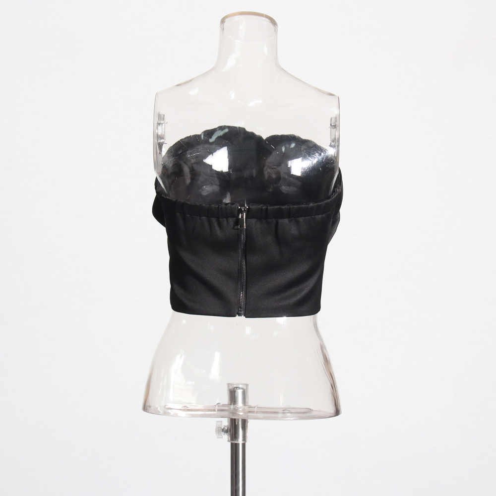 TWOTWINSTYLE Diamonds 3D Flower Bra Top Vest
