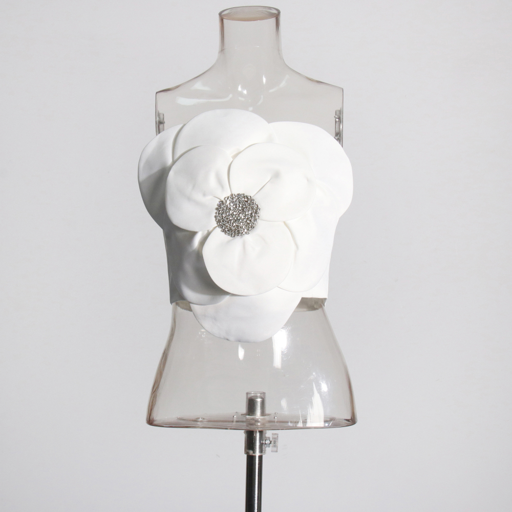 TWOTWINSTYLE Diamonds 3D Flower Bra Top Vest