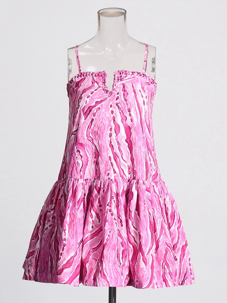 TWOTWINSTYLE Strap Flame Mini Dress