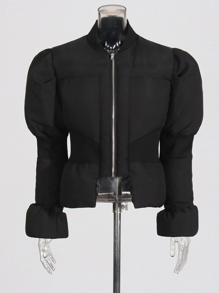 TWOTWINSTYLE Trumpet Sleeve Waist Cinching Cotton Jacket