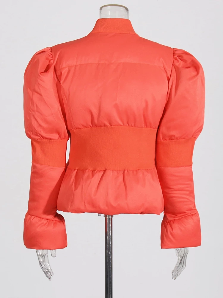 TWOTWINSTYLE Trumpet Sleeve Waist Cinching Cotton Jacket