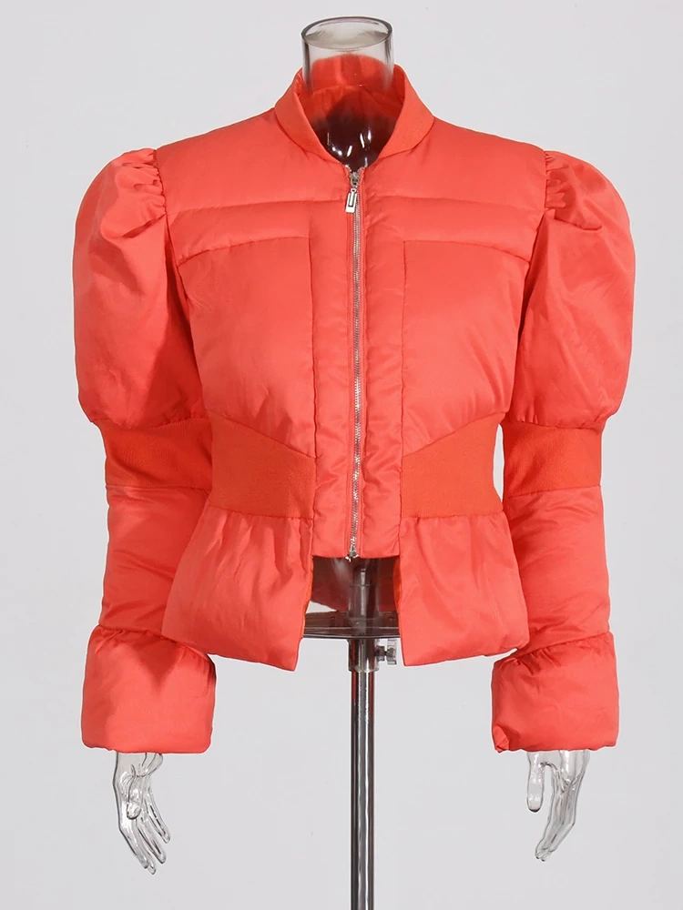TWOTWINSTYLE Trumpet Sleeve Waist Cinching Cotton Jacket