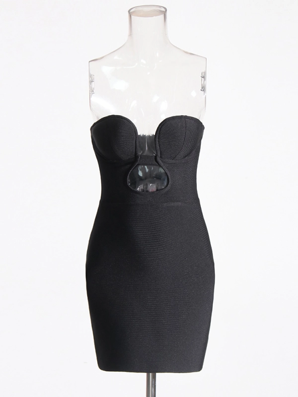 TWOTWINSTYLE Hollow Out Strapless Bandage Mini Dress