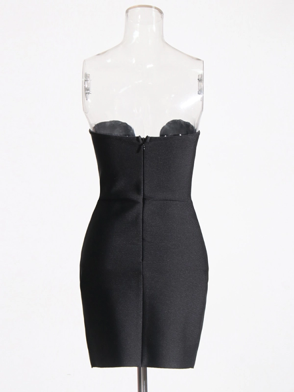 TWOTWINSTYLE Hollow Out Strapless Bandage Mini Dress