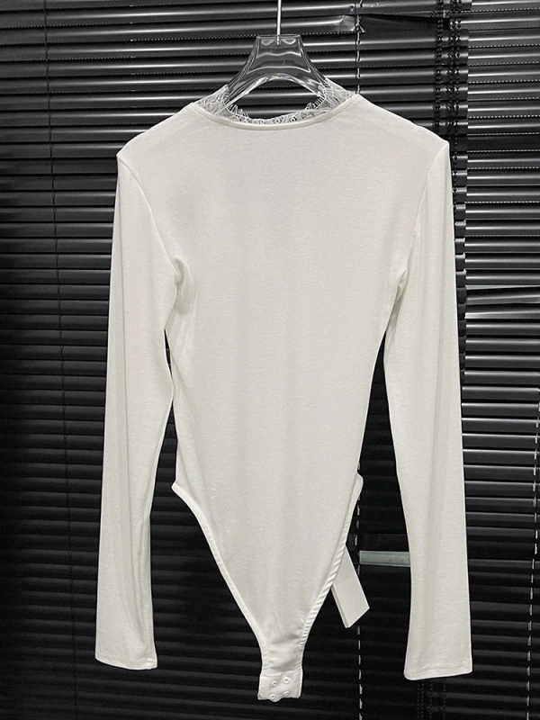 TWOTWINSTYLE Lace Hollow Out Jumpsuit T-shirt