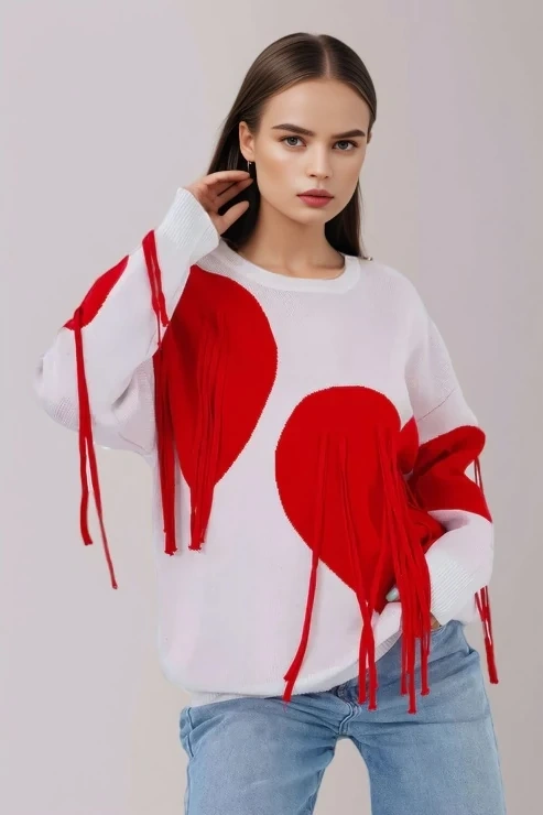 TWOTWINSTYLE Tassel Round Pullover Top Knitted Sweater