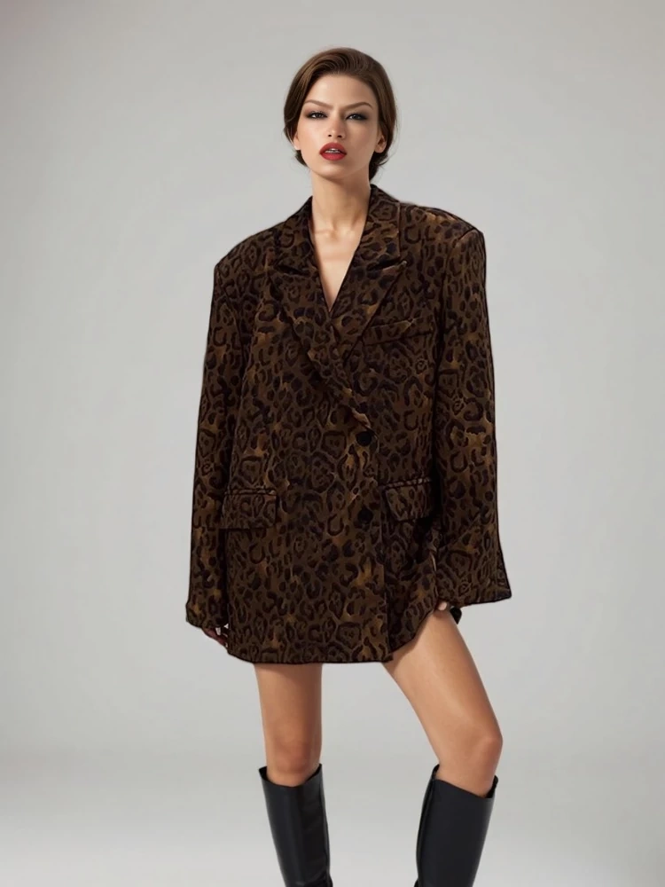 TWOTWINSTYLE Leopard Print Suit Jacket