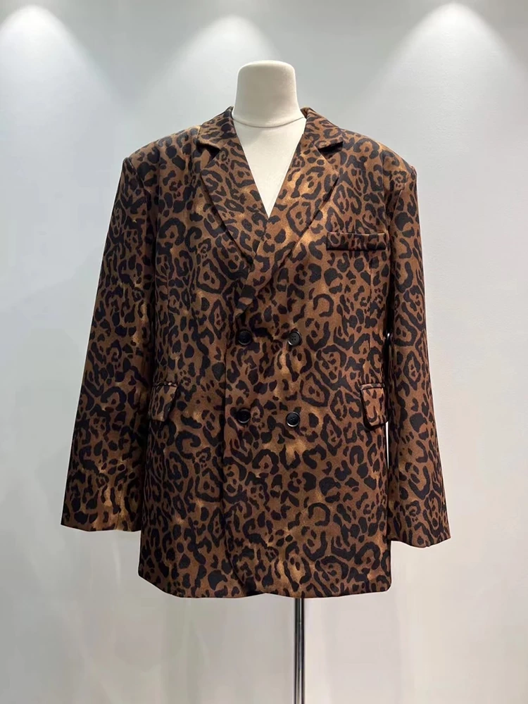 TWOTWINSTYLE Leopard Print Suit Jacket