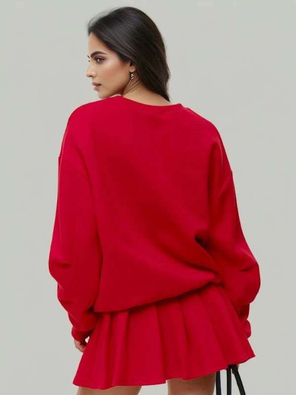 TWOTWINSTYLE Pullover Printed Hoodie Loose Red