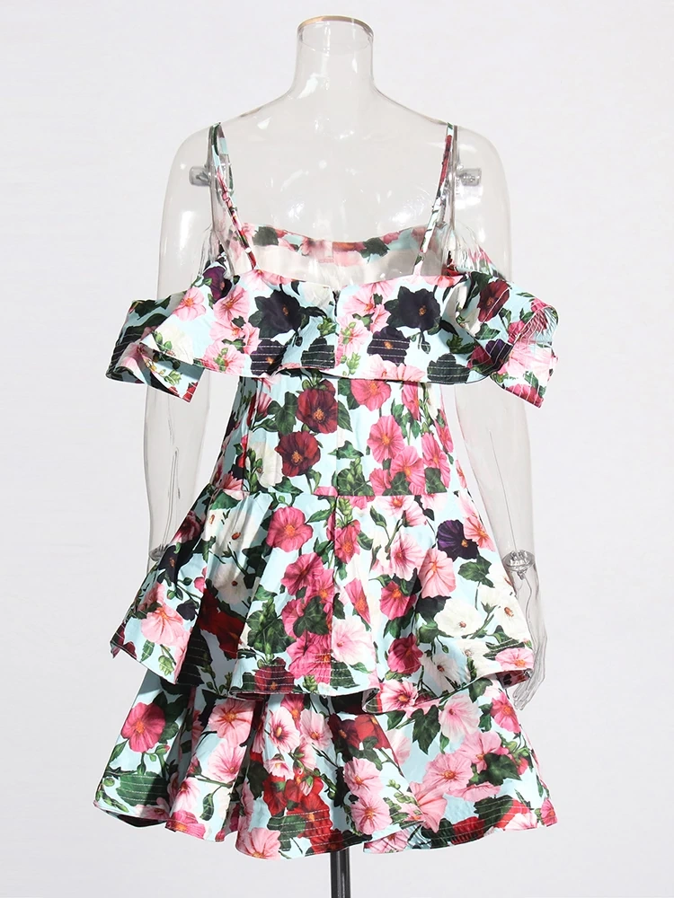 TWOTWINSTYLE Floral Printed Cotton Mini Dress