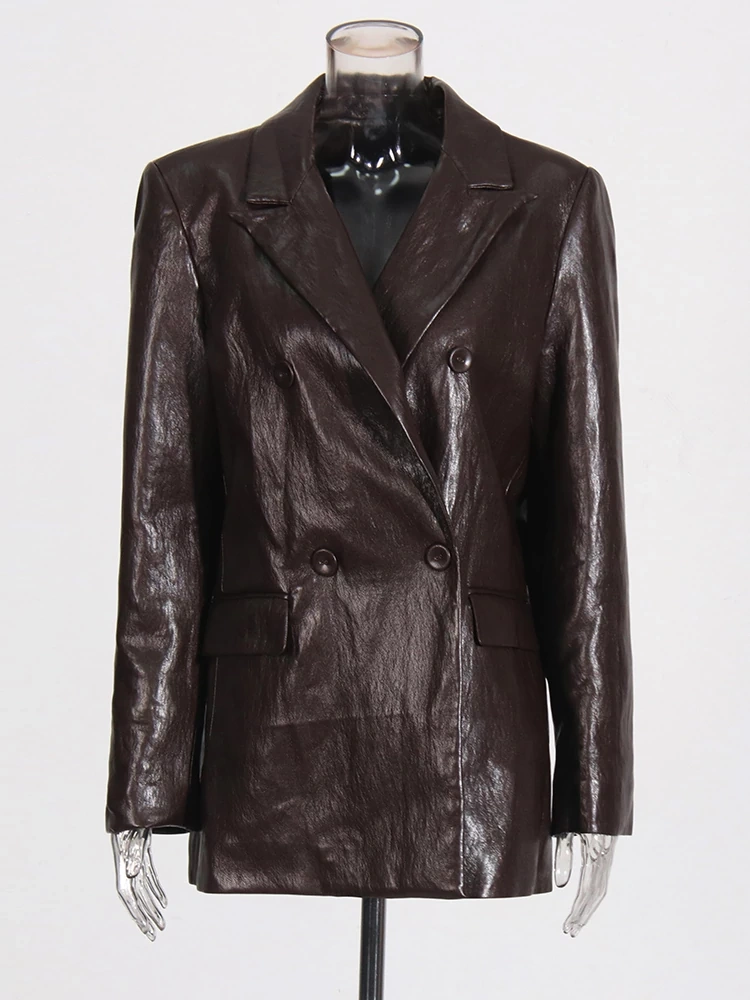 TWOTWINSTYLE Loose Silhouette Pu Leather Jacket