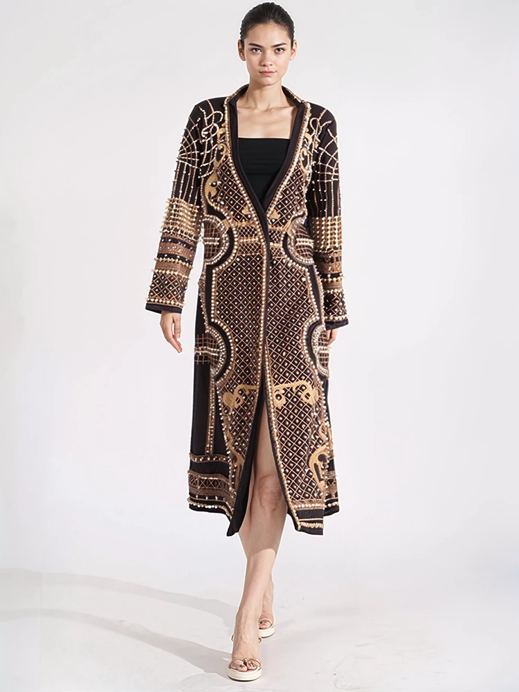TWOTWINSTYLE Nail Print Long Suit Windbreaker Jacket