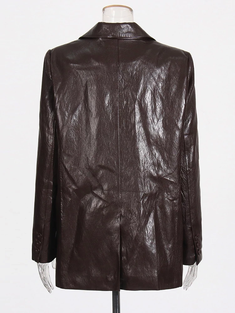 TWOTWINSTYLE Loose Silhouette Pu Leather Jacket