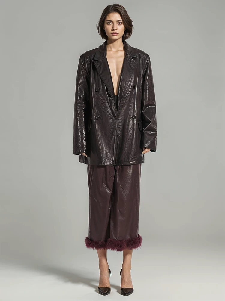 TWOTWINSTYLE Loose Silhouette Pu Leather Jacket