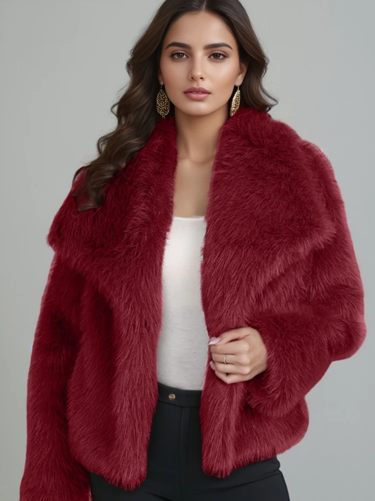 TWOTWINSTYLE Big Collar Fox Fur Grass Coat Plush Jacket