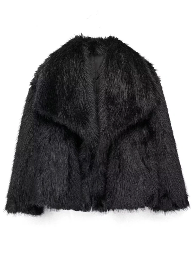 TWOTWINSTYLE Big Collar Fox Fur Grass Coat Plush Jacket