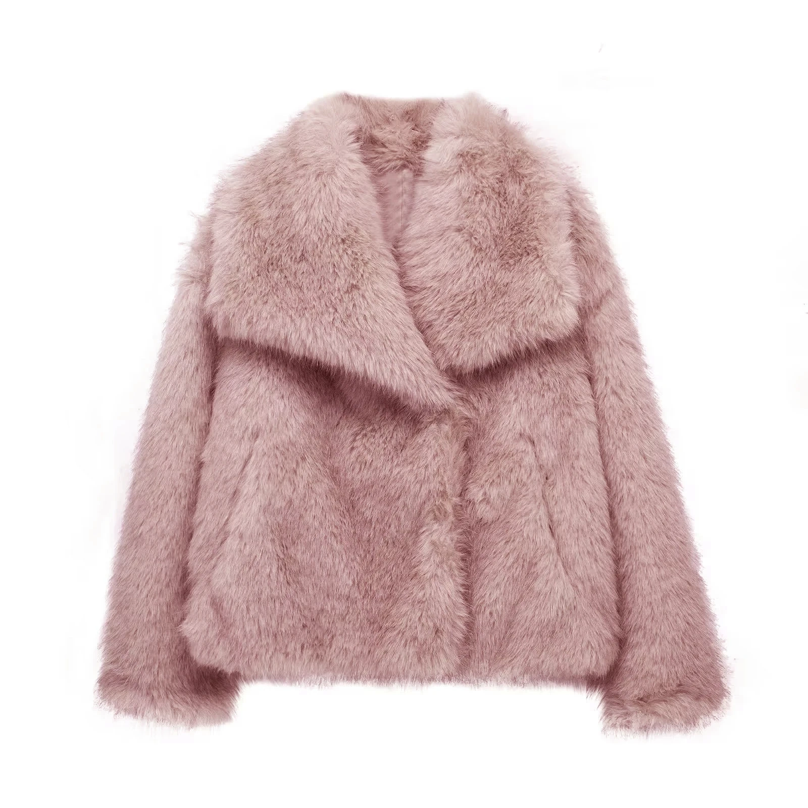 TWOTWINSTYLE Big Collar Fox Fur Grass Coat Plush Jacket