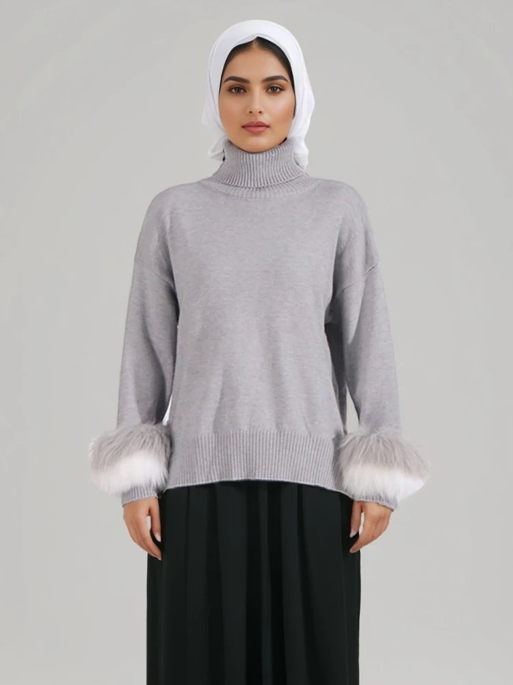 TWOTWINSTYLE High Neck Blocked Wollen Sweater